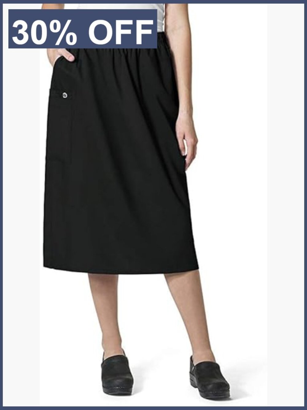 Plus-Size Pull-On Cargo Scrub Skirt with Pockets, 9-Inch Length
